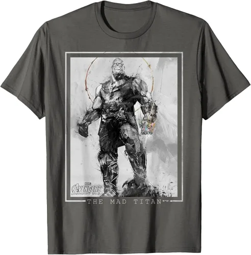Vista 67 de Marvel Avengers Infinity War Thanos Sketch Graphic Camiseta Negro