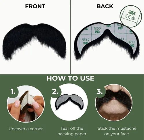 Vista 23 de Mustaches Bigotes falsos autoadhesivos, original, estilo morsa, M