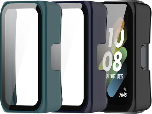 Vista 9 de Funda compatible con Huawei Watch Fit Mini protector de pantalla, carcasa completa de policarbonato duro, parachoques de vidrio templado, carcasa 6