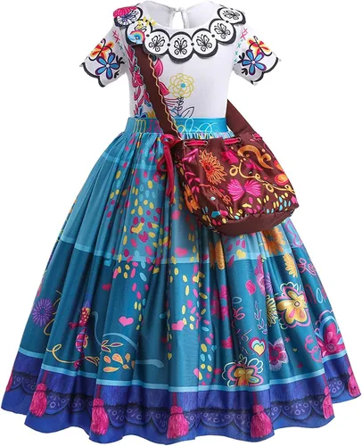 Vista 4 de Regalo de cumpleaños para hija disfraz de Mirabel para niñas cosplay princesa Halloween con anteojos