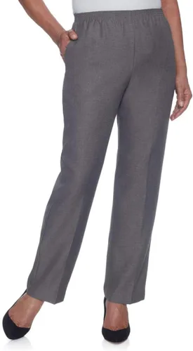 Vista 7 de Alfred Dunner Pantalones de poliéster con cintura elástica en todo el contorno talla petite - Estilo sin cremallera Negro