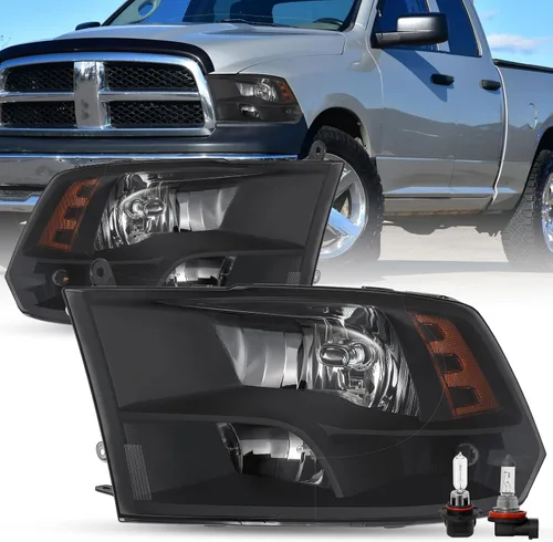 Vista 9 de SOCKIR Juego de faros delanteros para camioneta compatible con Dodge Ram 1500 2009-2018/Dodge Ram 2500 3500 2010-2018 OE Reemplazo de faros Carcasa