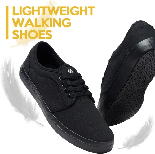 Vista 6 de Zapatos de trabajo antideslizantes para hombres y mujeres, unisex, color negro, casual, resistentes a las manchas y al aceite, tenis de servidor