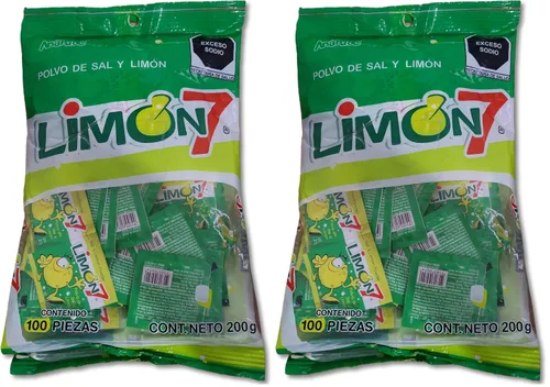 Vista 2 de Limon 7 sal y limón en polvo 100pc bolsa 7oz por MEXICAN CANDY