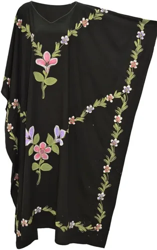 Vista 2 de Cool Kaftans Vestido de caftán pintado a mano impresionante negro jardín, Negro