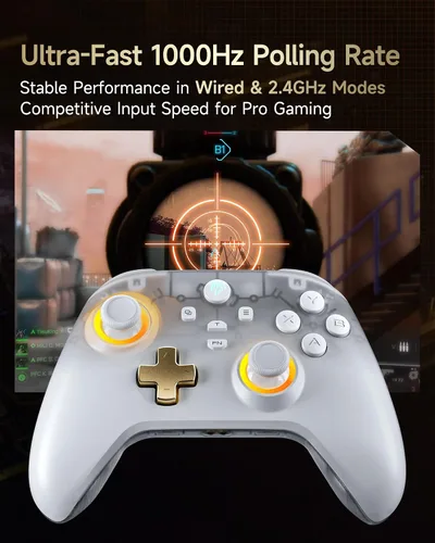 Vista 7 de EasySMX D05 PC Controller - Enhanced Wireless Bluetooth Pro Controller with Charging Dock/Hall Sensor/RGB Lighting - No Stick Drift, No Dead Zone