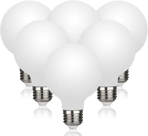 Vista 13 de Paquete de 2 bombillas LED globo G30 (G95), bombillas LED Edison regulables de 5.5W equivalentes a 50 vatios, blanco cálido 2700K, 500LM, base E26