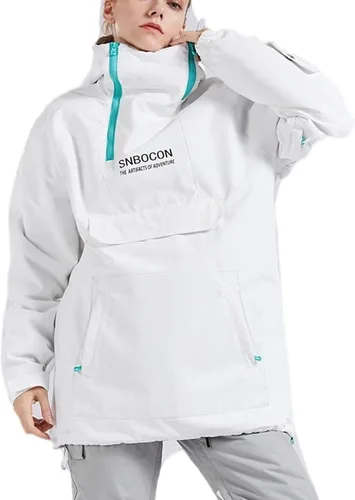 Vista 25 de Chaqueta anorak de esquí para mujer, impermeable, resistente al viento, cálido, para snowboard, abrigo de invierno con capucha