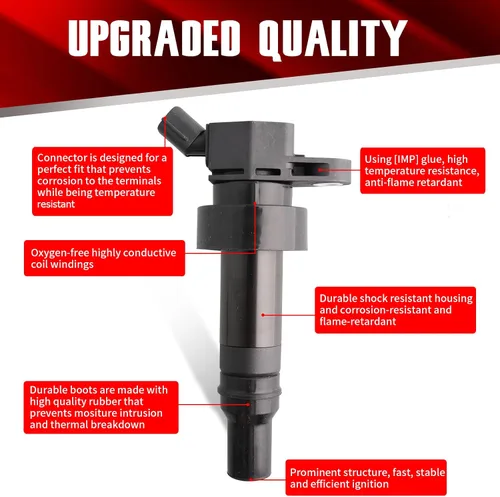 Vista 2 de Juego de 4 bobinas de encendido turboalimentadas UF707 27301-2B110 compatibles con Hyundai Kia Forte Veloster Koup 1.6L L4 - Reemplaza B284 C936