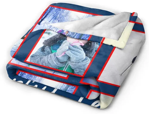 Vista 2 de mamz Manta personalizada con texto fotográfico, manta personalizada con imagen para bebé, madre, padre, adultos, amigos, amantes, perros, mascotas