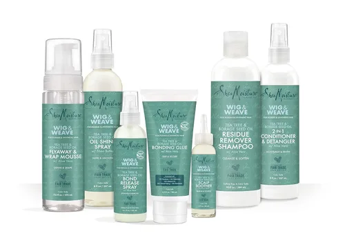 Vista 6 de SheaMoisture - Crema para el cabello con pegamento para pelucas y tejidos, árbol de té y semillas de borraja, producto para el cabello a base