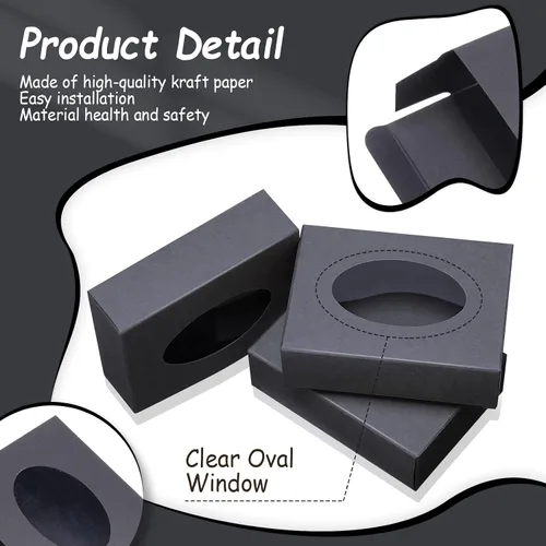 Vista 3 de Spakon Paquete de 60 cajas de jabón Kraft para hacer en casa, grandes, 3.8 x 2.8 x 1.2 pulgadas, cajas de regalo con ventana ovalada para jabones