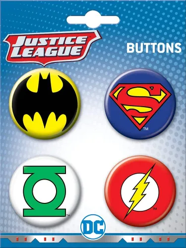 Vista 2 de Ata-Boy DC Comics - Juego de 4 botones, 1.5 pulgadas, redondo, con licencia oficial, coleccionable, botones traseros, Sin gemas.