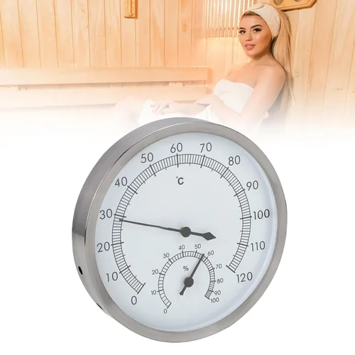 Vista 7 de Termómetro higrómetro de madera 2 en 1, higrómetro para sala de vapor, sauna, accesorios Fahrenheit