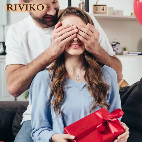 Vista 3 de RIVIKO Collar con símbolo de corazón infinito para mujer, plata de ley 925, delicado dije de corazón de amor para siempre, día de San Valentín, día