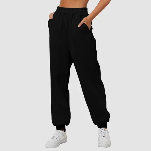 Vista 4 de Pantalones deportivos de cintura alta para mujer, ajuste holgado, pierna recta, ropa Y2K 2023 con bolsillos