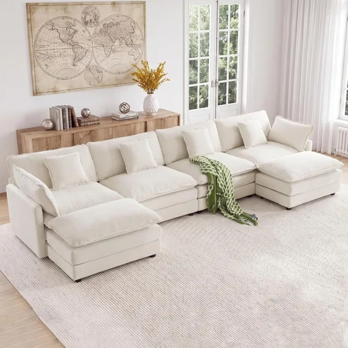 Vista 35 de GNIXUU Sofá de dos plazas blanco beige de 76 pulgadas, sofá de dos plazas
