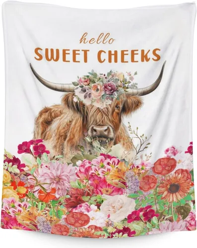 Vista 9 de Mercuryelf Highland Cow - Manta suave, mullida y cálida, 30 x 40 pulgadas, manta pequeña para regazo y cuna, color beige, bonito regalo para bebé