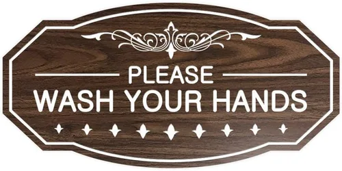 Vista 29 de Signs ByLITA Letrero Victoriano Please Wash Your Hands (Negro) - Pequeño