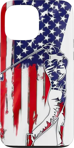 Vista 24 de Funny American Flag Golf For Golfer Case for iPhone 16