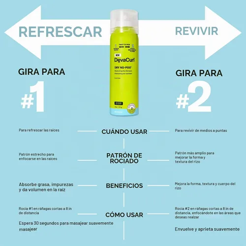 Vista 2 de DevaCurl Champú seco hidratante Dry No-Poo Fórmula no seca Acabado invisible Para todo tipo de cabello rizado