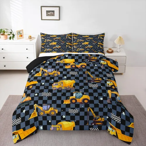 Vista 23 de Feelyou Juego de edredón de coche de carreras, tamaño individual, juego de ropa de cama de coche deportivo de velocidad para niños y niñas, edredón
