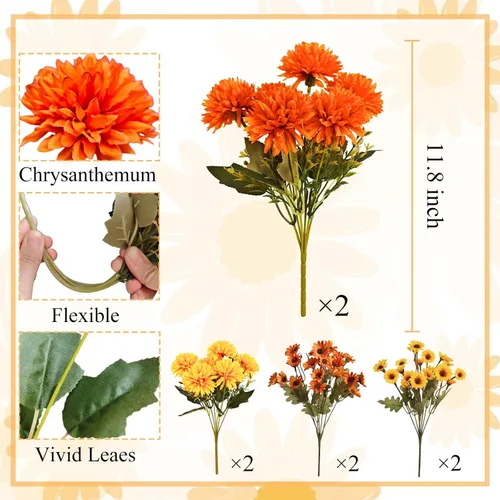 Vista 2 de 8 flores artificiales para exteriores, resistentes a los rayos UV, para macetas de crisantemos realistas, margaritas que no se decoloran