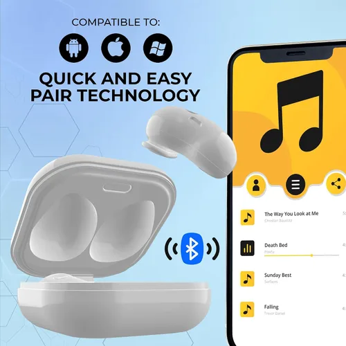 Vista 8 de Coby Audífonos delgados con Bluetooth, auriculares estilo frijol Negro
