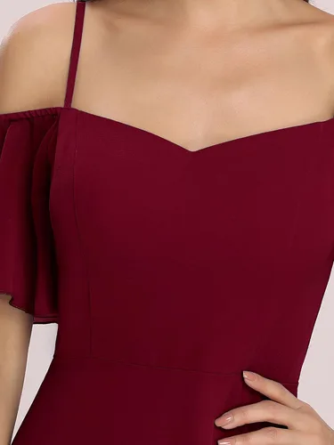 Vista 5 de Ever-Pretty Vestidos de dama de honor de gasa con mangas y hombros descubiertos para mujer 0237