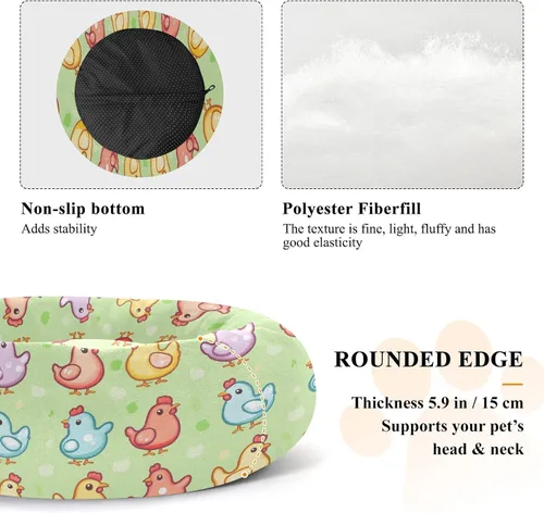 Vista 5 de Pet Dog Bed Warm & Cozy Fluffy Cat Cave Bed for Medium Size Pets Supplies XS Cute Cartoon Chicken