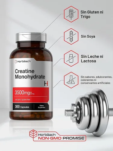 Vista 4 de Horbäach Creatina Monohidrato Cápsulas 3500mg 300