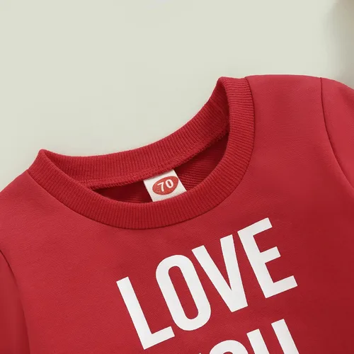 Vista 184 de Traje de San Valentín para bebé, niña, niño, traje de San Valentín, sudadera de manga larga con estampado de corazón
