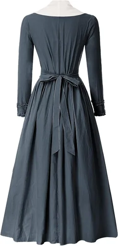 Vista 2 de SCARLET DARKNESS - Vestido colonial para mujer, disfraz sencillo de pionera de la pradera