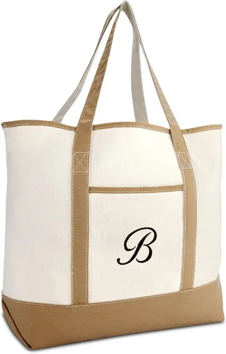 Vista 10 de DALIX Bolso de mano natural para mujer Bolsos de hombro Marrón con monograma Letra A - Z K
