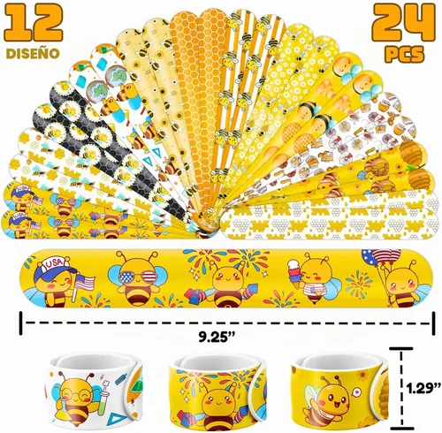 Vista 3 de 72 piezas de decoraciones de fiesta de abeja, tatuajes temporales