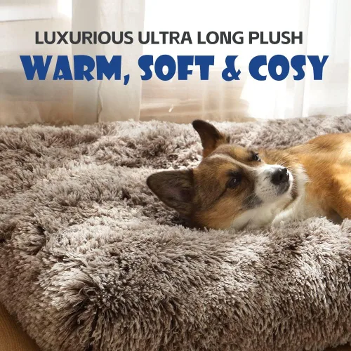 Vista 2 de Alfombrilla de cama para perro, suave y mullida, para jaula de perro, cama para perros pequeños, medianos y grandes, y gatos, lavable Marrón