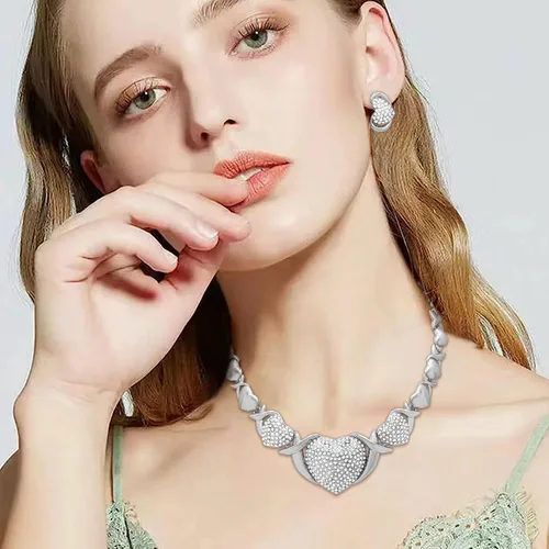 Vista 3 de Conjuntos de joyas de oro para mujer, accesorios de oro de 18 quilates, juego de joyas nupciales para boda, accesorios de oro, conjunto de joyas