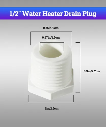 Vista 2 de Zlirfy - Tapón de drenaje para calentador de agua NPT de 1/2 pulgada, 6 piezas, compatible con autocaravana y calentador Atwood, plástico blanco