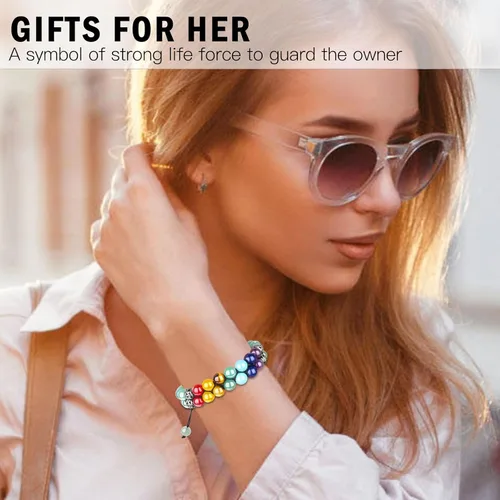 Vista 2 de Pulsera de triple protección, ojo de tigre malvado de ojo y obsidiana negra de 0.315 in, pulsera curativa para hombres y mujeres, pulsera curativa