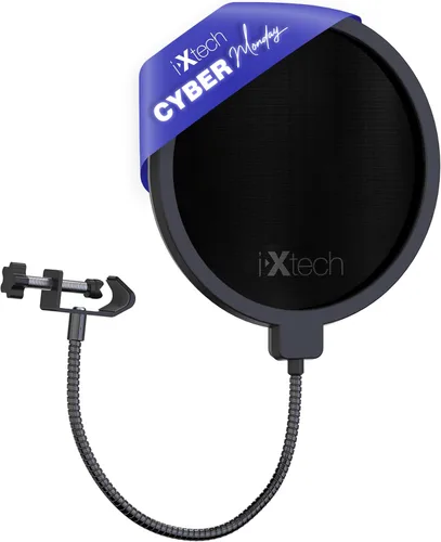 Vista 6 de Ixtech Filtro pop para micrófono, filtro pop Blue Yeti, pantalla de doble capa con un clip flexible de cuello de cisne de 360 grados