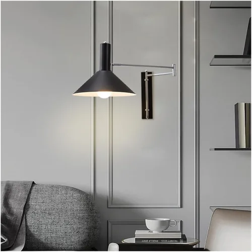 Vista 7 de Aplique de pared Bauhaus con brazo articulado, Aplique industrial cromado, luz de lectura ajustable para mesilla de noche, lámpara de metal moderno