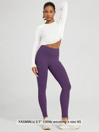 Vista 3 de ODODOS - Leggings de yoga de cintura alta para mujer con bolsillos, pantalones de yoga deportivos con control de abdomen, no se transparentan