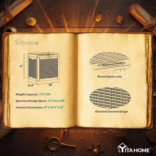Vista 7 de [Usado] YITAHOME Caja de cubierta para exteriores de 35 galones, caja de almacenamiento impermeable con cerradura, contenedor de almacenamiento
