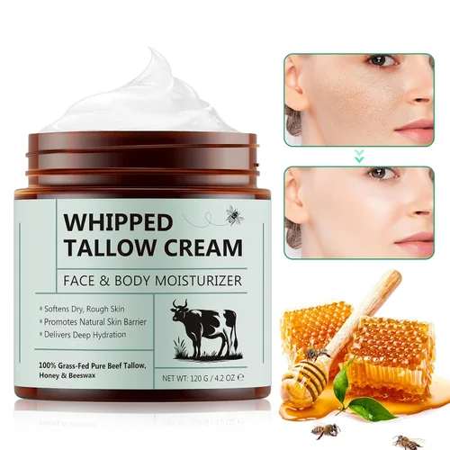 Vista 2 de Sarga de ternera para la piel, sargo batido y bálsamo de miel, hidratante facial de sarga orgánica, loción natural crema de ternera batida para cara