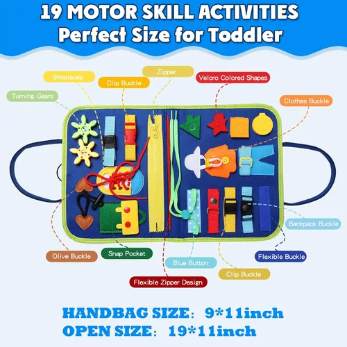 Vista 2 de Guolely Busy Board Montessori - Juguete para niños de 3 a 6 años, tablero sensorial de desarrollo de actividades educativas para habilidades motoras