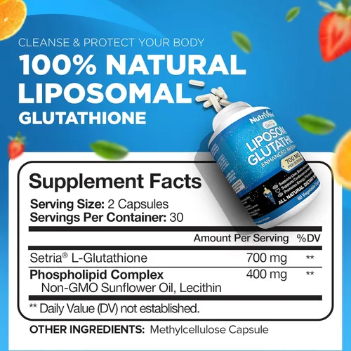 Vista 6 de Nutrivein Glutatión liposomal premium, cápsulas de vinagre de sidra de manzana y suplemento de vitamina C: Vitamina C, cápsulas ACV y suplemento