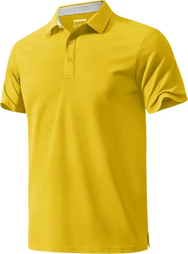 Vista 7 de MAGNIVIT Camisas polo de manga corta para hombre, camisas de golf atléticas que absorben la humedad, camisa casual de algodón con cuello de 3 botones