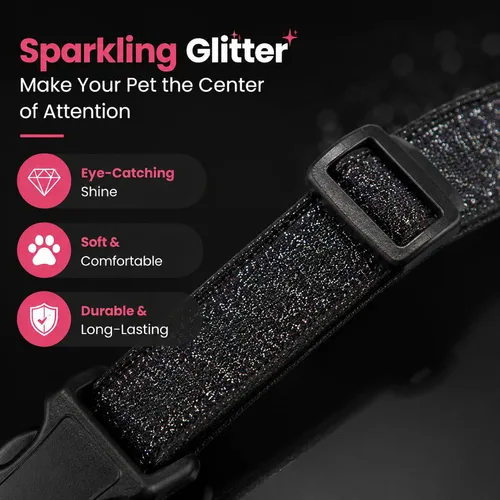 Vista 5 de TDTOK Collar básico brillante para perro, cómodo y duradero, collar para perros pequeños, medianos y grandes con hebilla de plástico ecológica