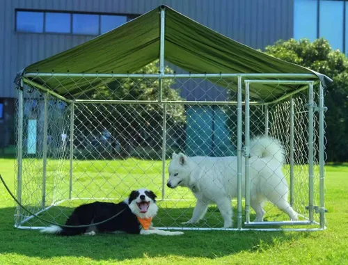 Vista 6 de Caseta para Perros al Aire Libre, Jaula Resistente para Perros, Casa para Mascotas con Malla, Jaula Grande para Perros, Valla de Acero con Cerradura