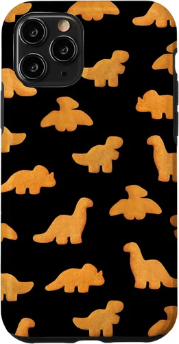 Vista 29 de iPhone 16 Dinos - Patrón de pepitas de pollo Divertida funda negra de dinosaurio realista